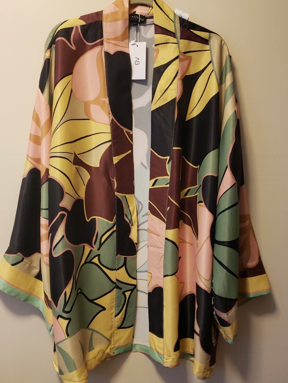 NWT Dressy Floral Kimono Jacket in Multi-Color Palm Print